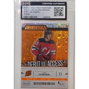 2023-24 Upper Deck Credentials Debut Ticket Access Orange #196 Luke Hughes NHL